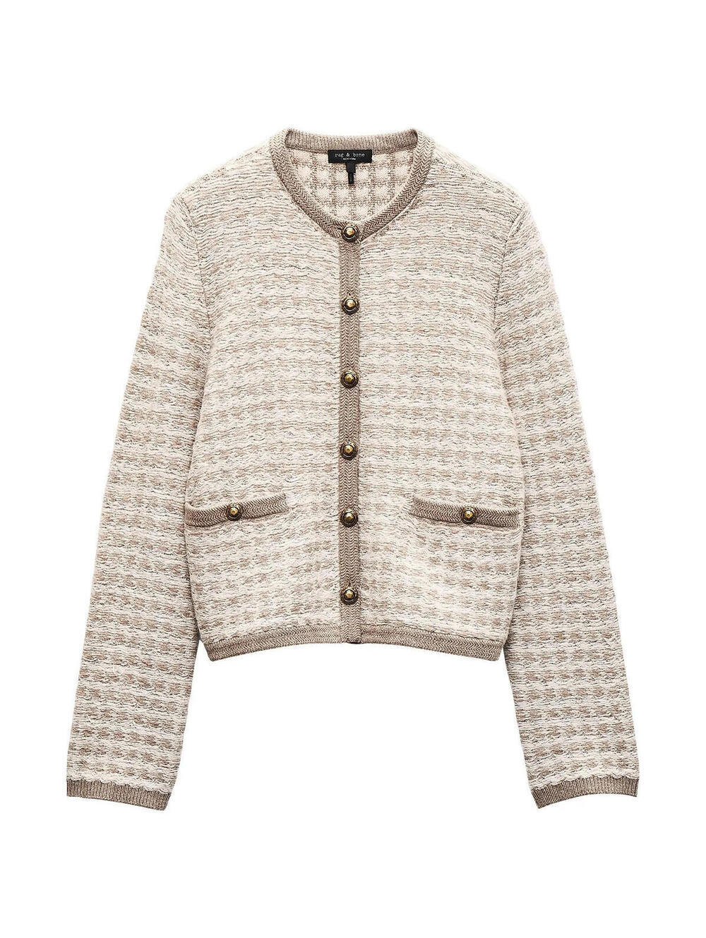NEW, Rag & Bone Robyn Wool-Blend Bouclé Cardigan in Oatmeal Sz M #S7602